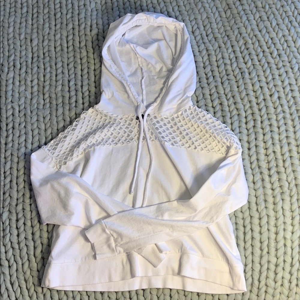 • white cropped hoodie • mesh only in the front.